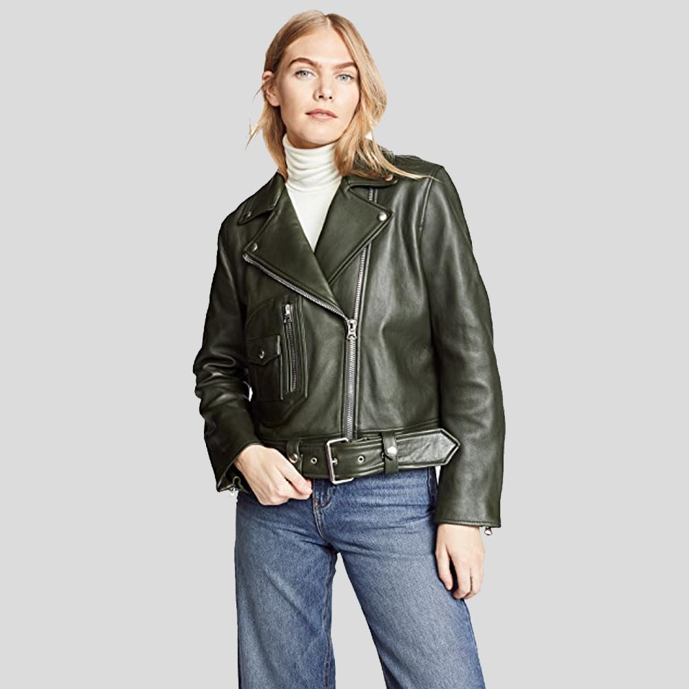 RaquelBlackBikerLeatherJacket5.jpg Raqeul Black Biker Leather Jacket - Image 1