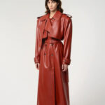 Red Lambskin Leather Trench Coat