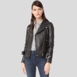 Sandra Black Biker Leather Jacket - Image 3