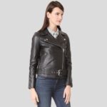 Sandra Black Biker Leather Jacket - Image 5