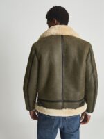 Army Green Shearling Aviator Jacket - Image 2