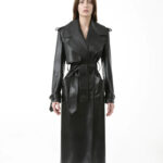 Sheepskin Leather Fitted Women Trench Coat