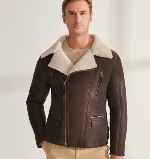Shop-Mens-Fur-Shearling-Biker-Leather-Jacket-in-Dark-Brown-Arcane-Fox-1.png Men's Fur Shearling Biker Leather Jacket in Dark Brown - Image 1
