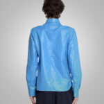 Sky Blue Lambskin Leather Shirt Men - Image 4