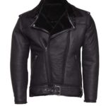 Black on Black Shearling Biker Jacket