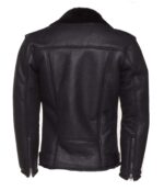 Black on Black Shearling Biker Jacket - Image 2