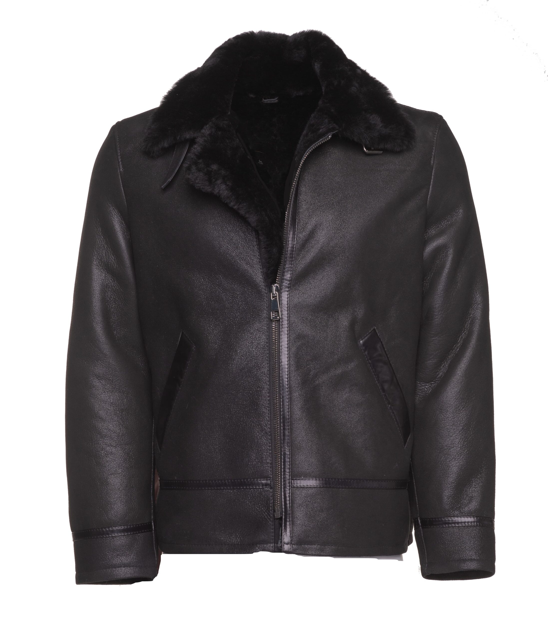 Studio-Session-01845-min-scaled-1.jpg Black B3 Bomber Aviator Shearling Jacket - Image 1