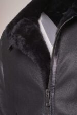 Black B3 Bomber Aviator Shearling Jacket - Image 3