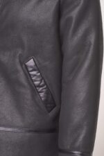 Black B3 Bomber Aviator Shearling Jacket - Image 4