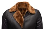 Classic Ginger Brown B3 Bomber Aviator Shearling Jacket - Image 3