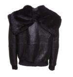 Gregos Varsity Style Sheepskin Shearling Jacket with Large Hoodie - Image 2