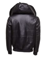 Gregos Varsity Style Sheepskin Shearling Jacket with Large Hoodie - Image 3