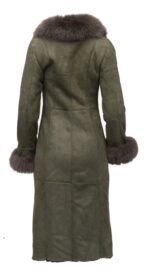 Caitlan's Shearling Sheepskin Long Coat with Fox Fur Trim - Image 4