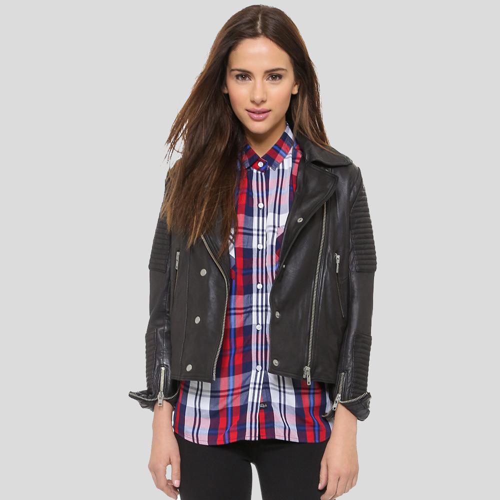 SylvieBlackMotorcycleQuiltedLeatherJacket4.jpg Sylvie Black Motorcycle Quilted Leather Jacket - Image 1