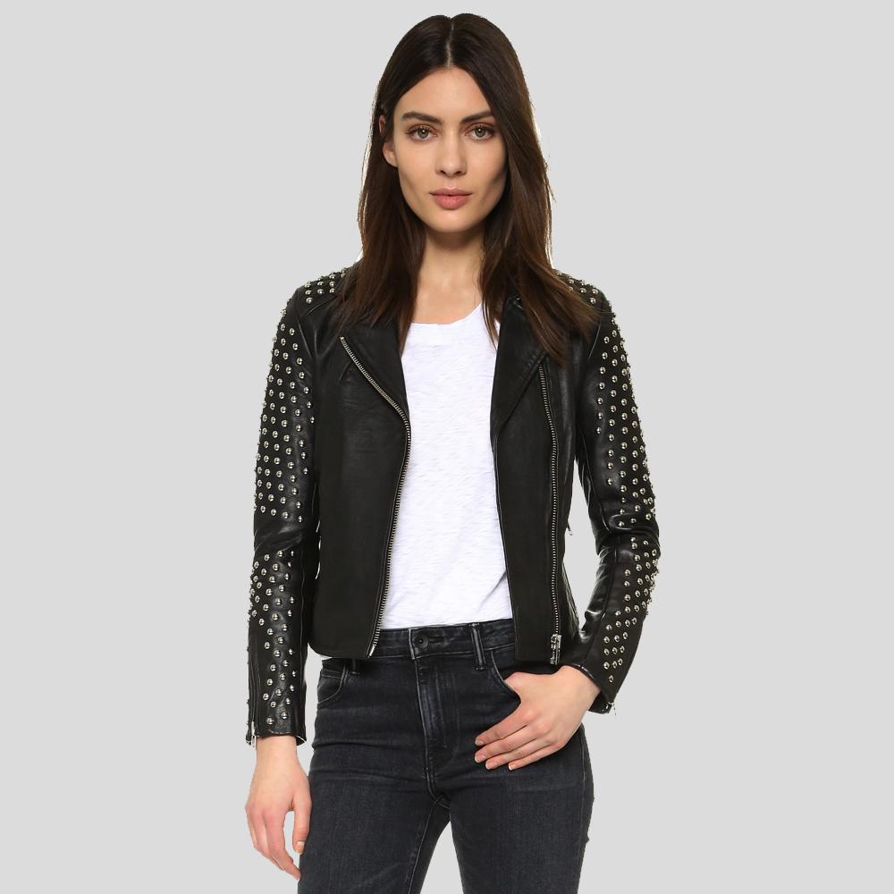 TaliyahBlackStuddedLeatherJacket1.jpg Taliyah Black Studded Leather Jacket - Image 1