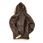 Men's Shearling B3 Fur Hoodie Style Bomber Coat - Image 3