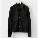 Black Men’s Suede Leather Jacket  Shirt Jeans Style - Image 4