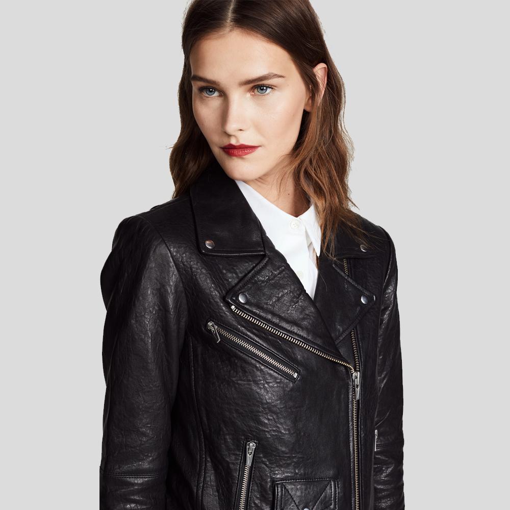 ViennaBlackBikerLeatherJacket5.jpg Vienna Black Biker Leather Jacket - Image 1