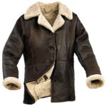 Women Dark Brown Fur Collar Aviator Leather Jacket - Image 2