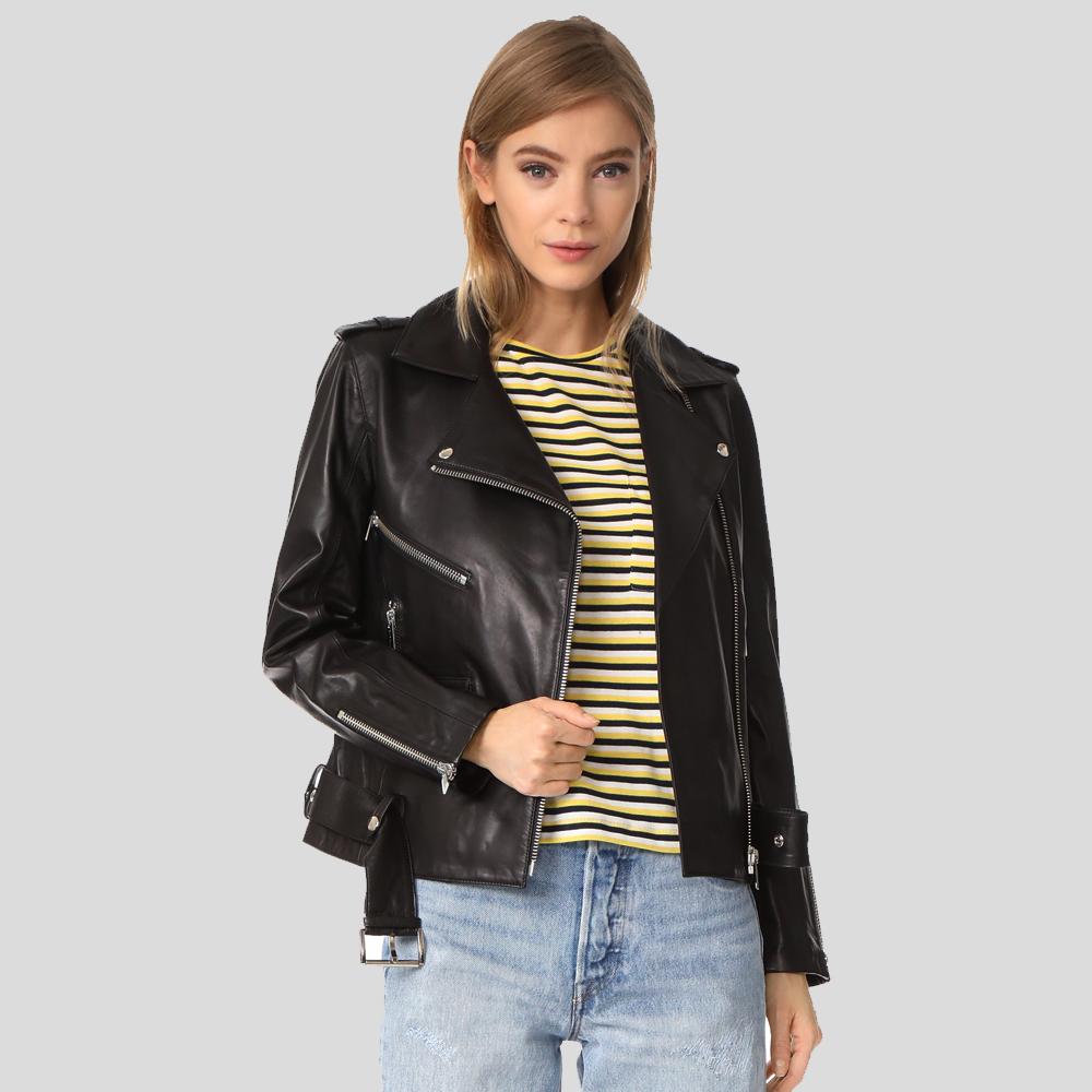 WhitleyBlackBikerLeatherJacket1.jpg Whitley Black Biker Leather Jacket - Image 1