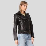 Whitley Black Biker Leather Jacket - Image 3