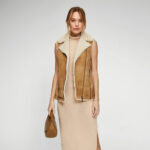 Women Brown Sheepskin Shearling Leather Vest