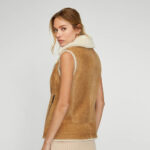 Women Brown Sheepskin Shearling Leather Vest - Image 4