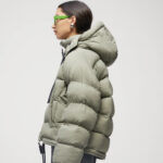 Women Dull Green Puffer Jacket - Image 2