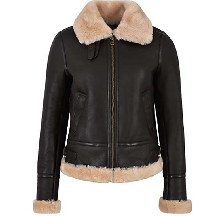 WomenFlyingAviatorRealSheepskinLeatherJacket.jpg Women Flying Aviator Real Sheepskin Leather Jacket - Image 1
