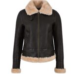 Women Flying Aviator Real Sheepskin Leather Jacket - Image 2