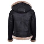 Women Hooded Flying Aviator Leather Jacket - Image 3