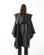 Women Oversized Cape Leather Trench Coat - Image 2