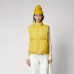 Women Yellow Sleeveless Puffer Vest - Image 4