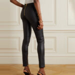 Women's Butt-flap Zipper Black Leather Pants - Image 4