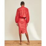Women's Designer Cropped Red Leather Jacket - Image 2