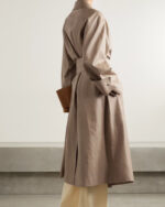 Women's Light Brown Leather Long Coat - Image 2