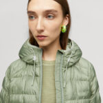 Women's Light Green Down Parka Jacket with Hood - Image 3