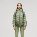 Women's Light Green Down Parka Jacket with Hood - Image 4