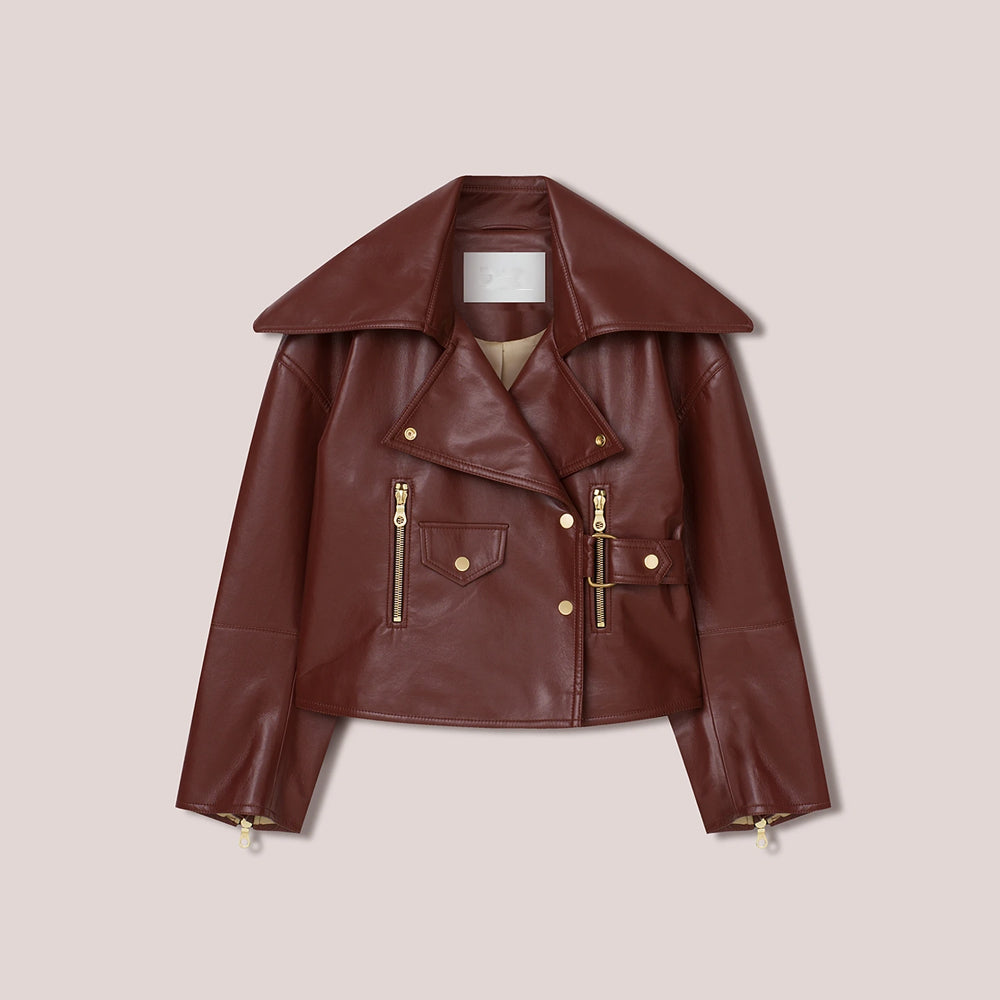Women_sRedSheepskinLeatherDesigner_sFashionJacket2.jpg Women's Red Sheepskin Leather Designer's Fashion Jacket - Image 1