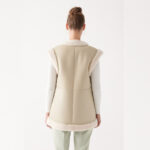 Women's Sheepskin Beige Leather Shearling Vest - Image 4