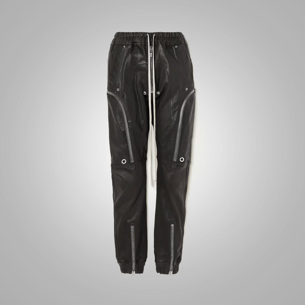 Women_sZipperStyledBlackLeatherPants.jpg Women's Zipper Styled Black Leather Pants - Image 1