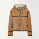 Women RAF B3 Hooded Leather-trimmed Sheepskin Shearling Bomber Leather Jacket
