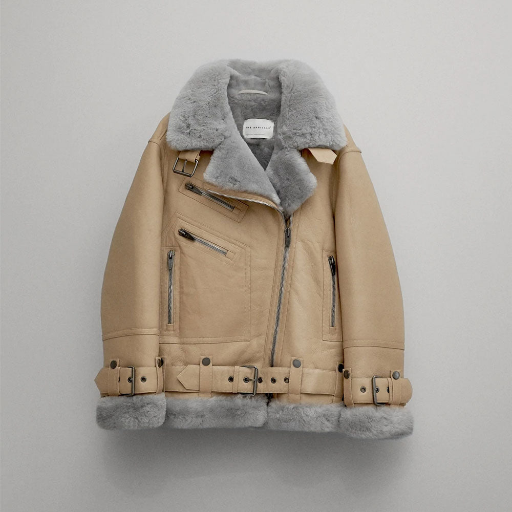 Womens-down-puffer-jacket-1-40.jpg Women RAF Aviator Styled Lambskin Shearling Leather Jacket - Image 1