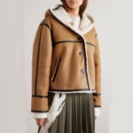 Women RAF B3 Hooded Leather-trimmed Sheepskin Shearling Bomber Leather Jacket - Image 2