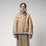 Women RAF Aviator Styled Lambskin Shearling Leather Jacket - Image 2