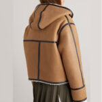 Women RAF B3 Hooded Leather-trimmed Sheepskin Shearling Bomber Leather Jacket - Image 3