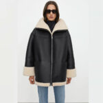 Women B3 RAF Aviator Styled Sheepskin Shearling Leather Jacket - Image 3