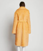 Womens Apricot Soft Curly Fur Shearling Long Coat - Image 2