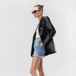 Womens Black Soft Leather Blazer - Image 3