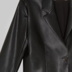 Womens Black Soft Leather Blazer - Image 2